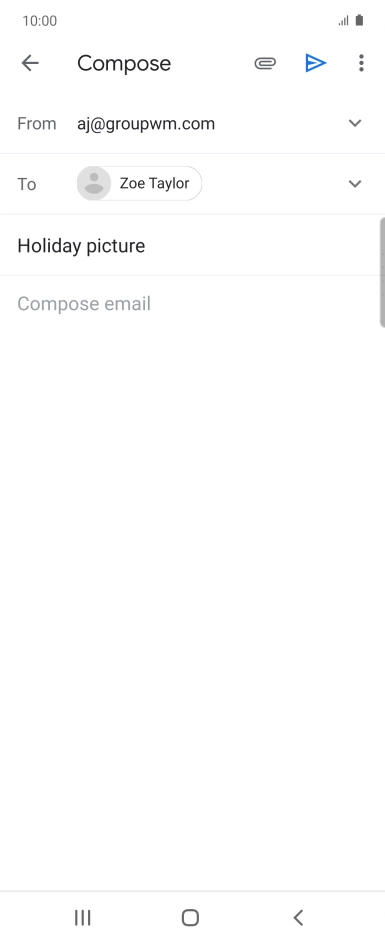 Press the text input field and write the text for your email. Press the text input field and write the text for your email.