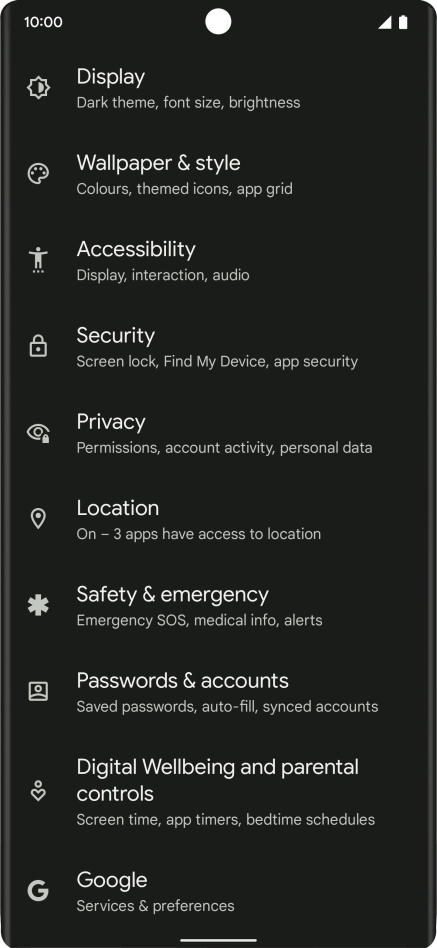 Press Passwords & accounts. Press Passwords & accounts.
