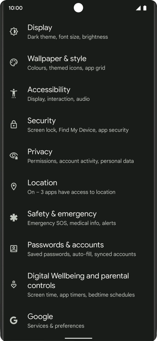 Press Passwords & accounts. Press Passwords & accounts.