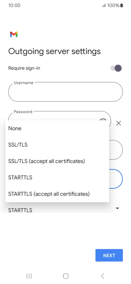 Press SSL/TLS. Press SSL/TLS.