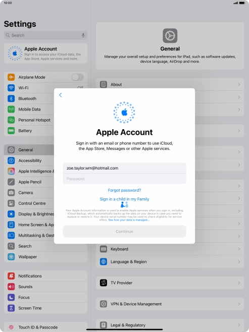 Press Password and key in the password for your Apple ID. Press Password and key in the password for your Apple ID.