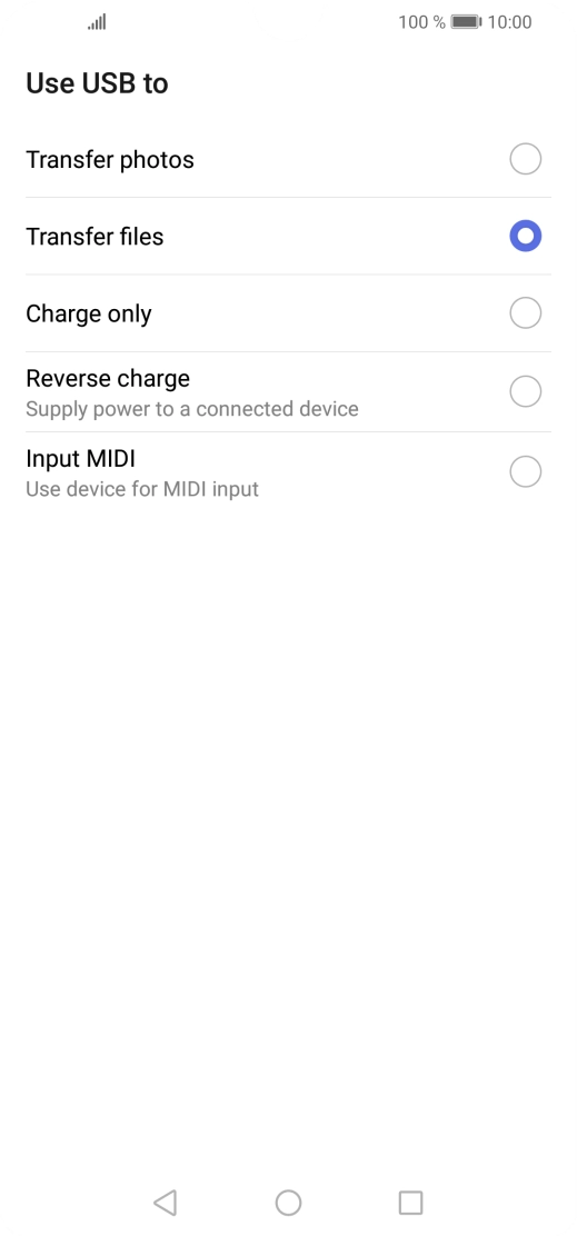 Press Transfer files. Press Transfer files.