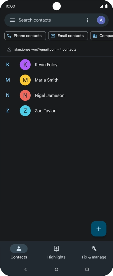 Press the new contact icon. Press the new contact icon.