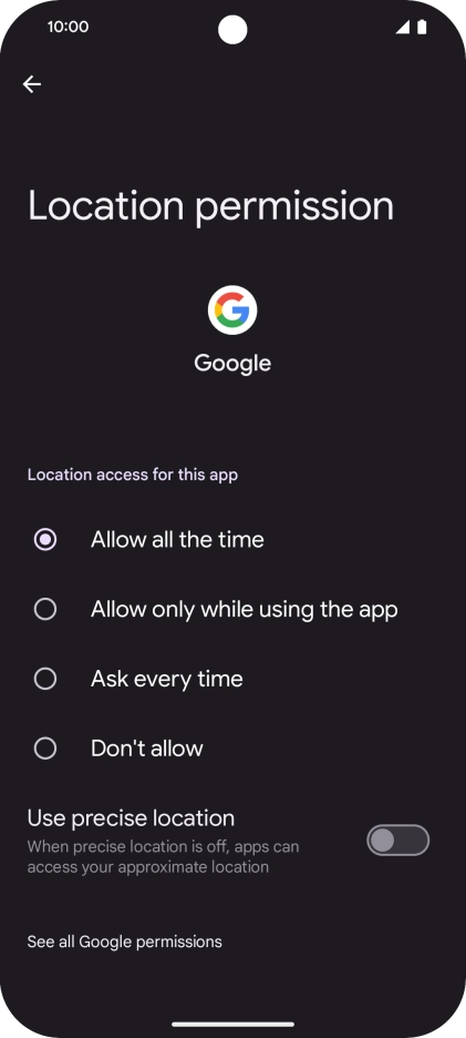 Press the required setting. Press the required setting.