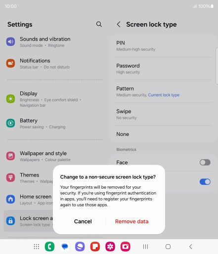 Press Remove data. Press Remove data.