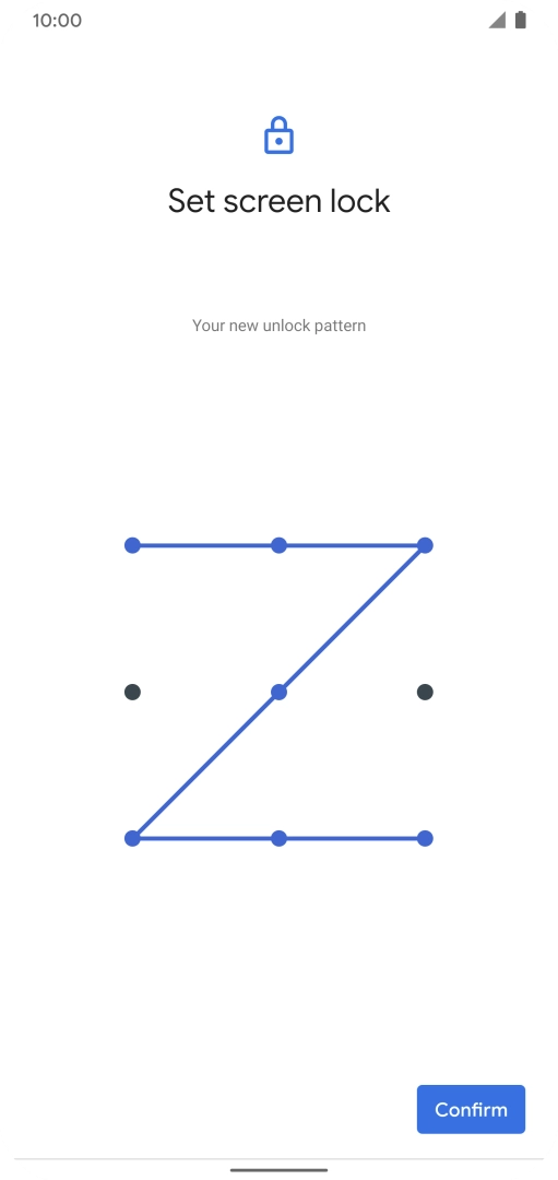 Repeat the selected phone lock code and press Confirm. Repeat the selected phone lock code and press Confirm.