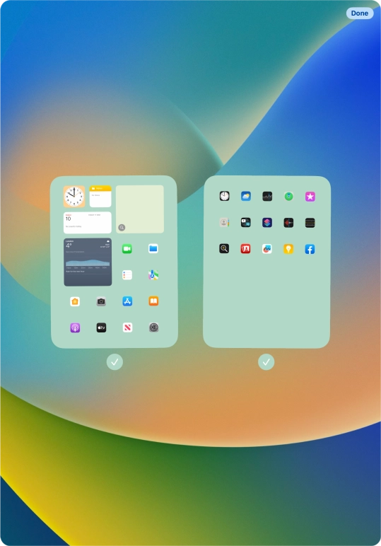 Press the fields below the required home screens to select or deselect them. Press the fields below the required home screens to select or deselect them.
