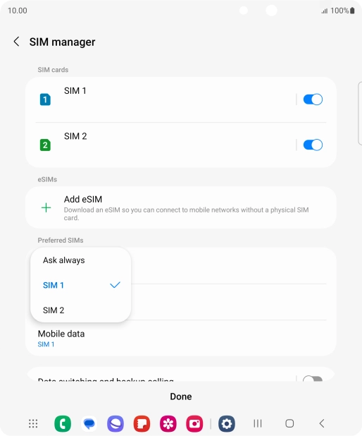Press the required setting. Press the required setting.