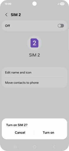 If you turn on use of the price plan, press Turn on. If you turn on use of the price plan, press Turn on.