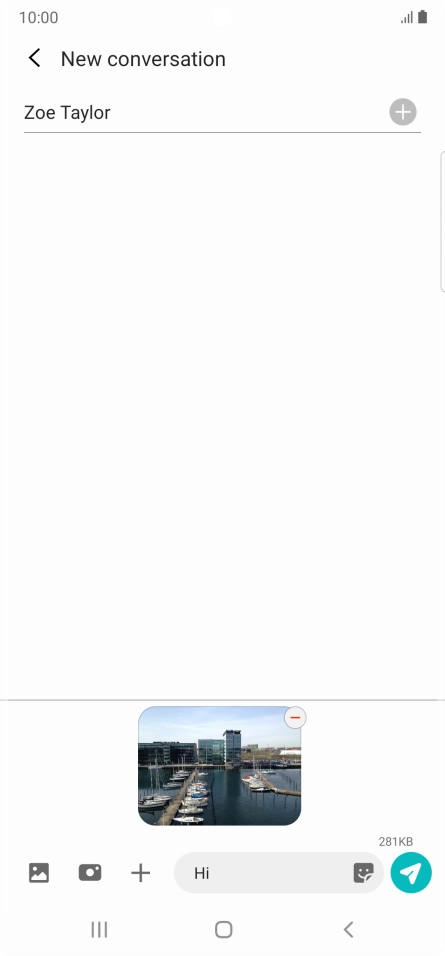 Press the send icon when you've finished your MMS. Press the send icon when you've finished your MMS.