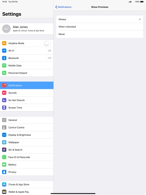To select notification preview on the lock screen, press Always. To select notification preview on the lock screen, press Always.