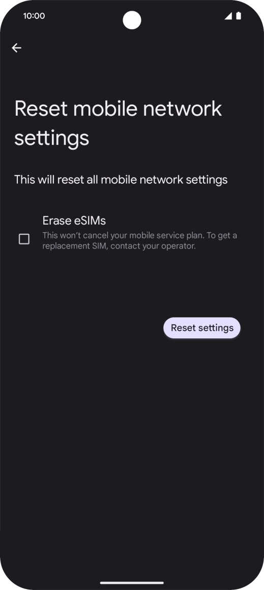Press Reset settings. Press Reset settings.