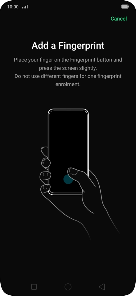 Follow the instructions on the screen to create the phone lock code using your fingerprint. Follow the instructions on the screen to create the phone lock code using your fingerprint.