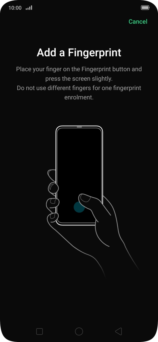 Follow the instructions on the screen to create the phone lock code using your fingerprint. Follow the instructions on the screen to create the phone lock code using your fingerprint.