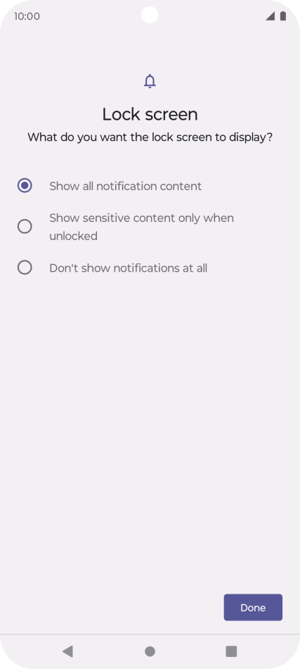 Press the required setting. Press the required setting.