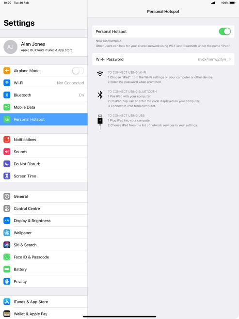 Press Wi-Fi Password and key in the required password. Press Wi-Fi Password and key in the required password.
