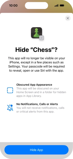 Press Hide App. Press Hide App.