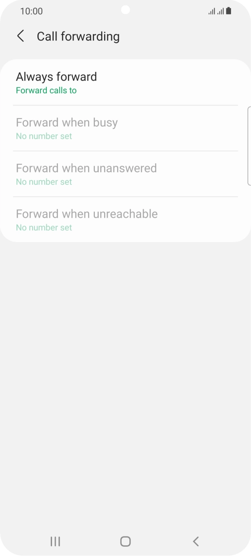 Press the required divert type. Press the required divert type.