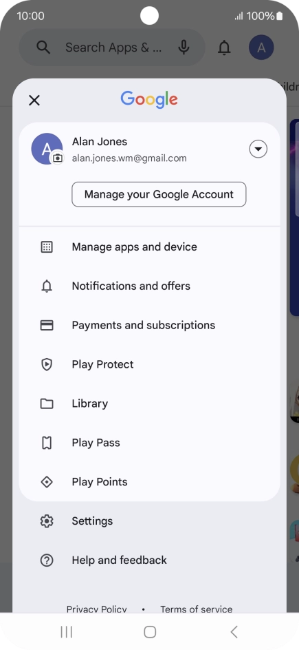 Press Manage apps and device. Press Manage apps and device.