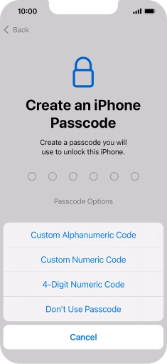 Follow the instructions on the screen to turn on use of phone lock code or press Don't Use Passcode. Follow the instructions on the screen to turn on use of phone lock code or press Don't Use Passcode.