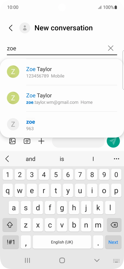 Press the required contact. Press the required contact.
