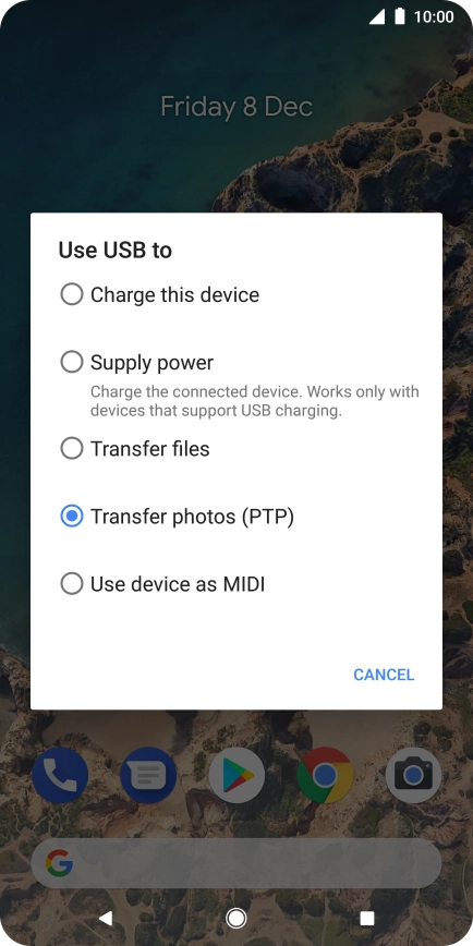 Press Transfer files to turn on the function. Press Transfer files to turn on the function.