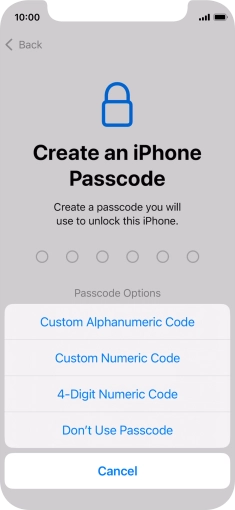 Follow the instructions on the screen to turn on use of phone lock code or press Don't Use Passcode. Follow the instructions on the screen to turn on use of phone lock code or press Don't Use Passcode.