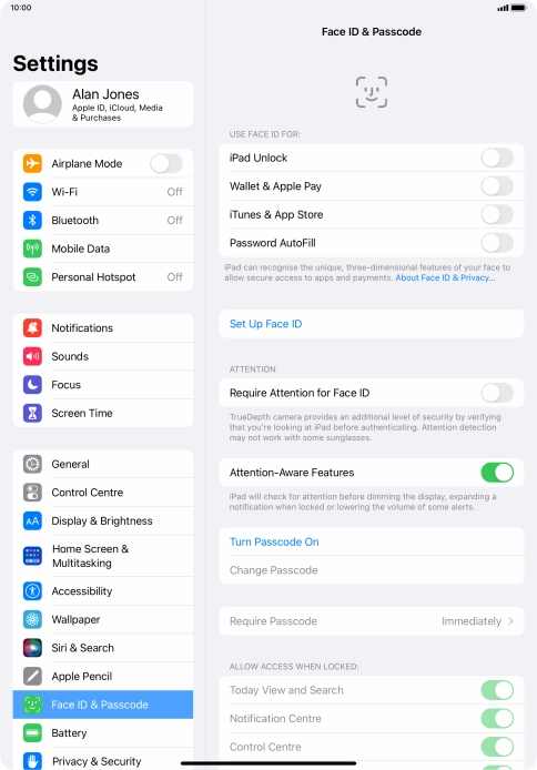 Press Turn Passcode On and key in a lock code of your own choice twice. Press Turn Passcode On and key in a lock code of your own choice twice.