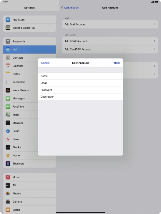 Press Description and key in the required name. Press Description and key in the required name.