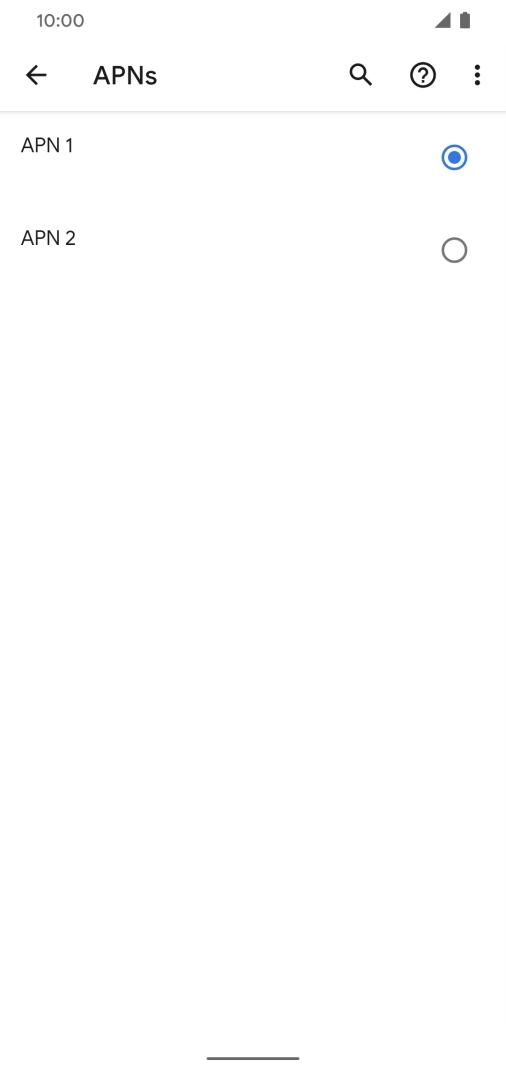 Press the field next to the required data connection to activate it. Press the field next to the required data connection to activate it.