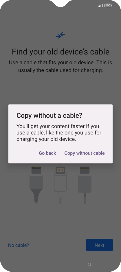 Press Copy without cable. Press Copy without cable.