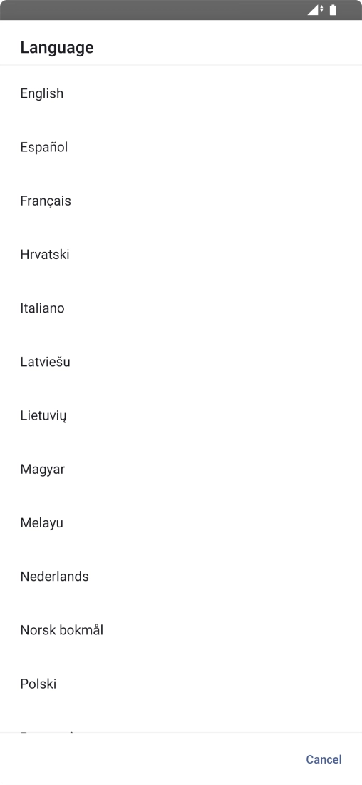 Press the required language. Press the required language.