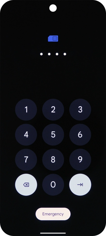 If your SIM is locked, key in your PIN and press arrow right. The default PIN is 1111. If your SIM is locked, key in your PIN and press arrow right. The default PIN is 1111.