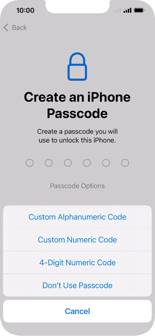 Follow the instructions on the screen to turn on use of phone lock code or press Don't Use Passcode. Follow the instructions on the screen to turn on use of phone lock code or press Don't Use Passcode.