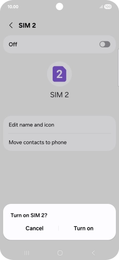 If you turn on use of the price plan, press Turn on. If you turn on use of the price plan, press Turn on.