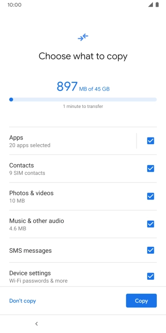 Press the fields next to the required data types. Press the fields next to the required data types.