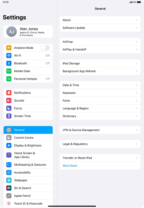 Press Mobile Data. Press Mobile Data.