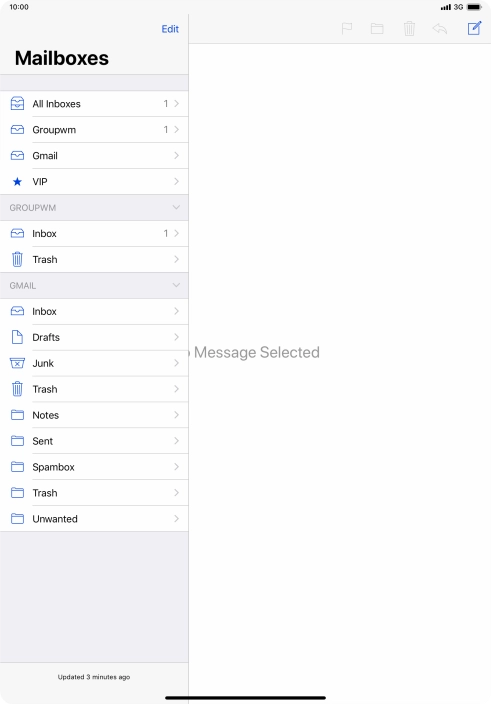 Press the required email account. Press the required email account.