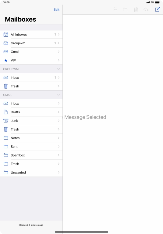 Press the required email account. Press the required email account.