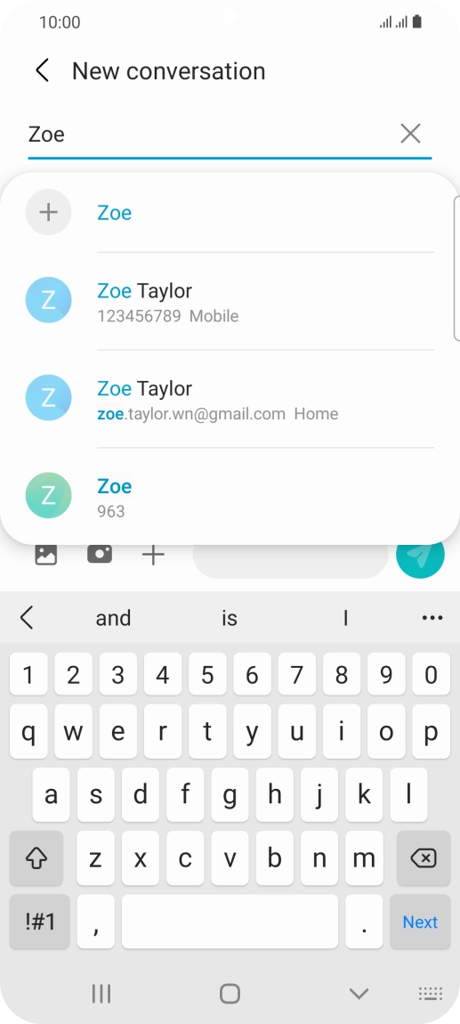 Press the required contact. Press the required contact.