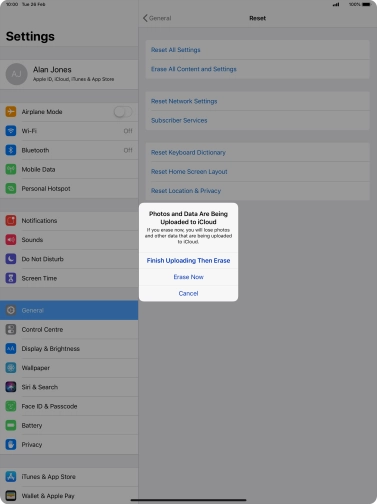 Press the required setting. Press the required setting.
