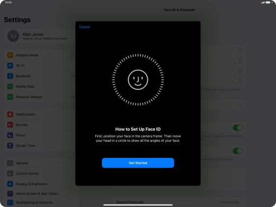 Press Get Started and follow the instructions on the screen to set up Face ID. Press Get Started and follow the instructions on the screen to set up Face ID.