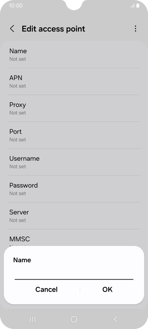 Key in EE Internet and press OK. Key in EE Internet and press OK.
