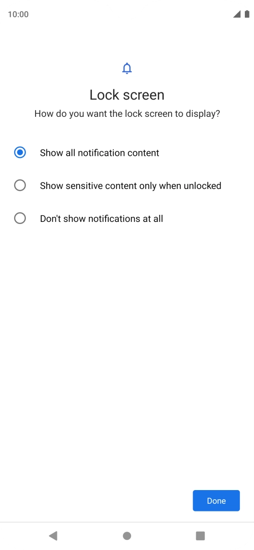 Press the required setting. Press the required setting.