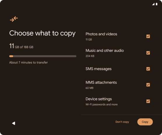 Press the fields next to the required data types. Press the fields next to the required data types.