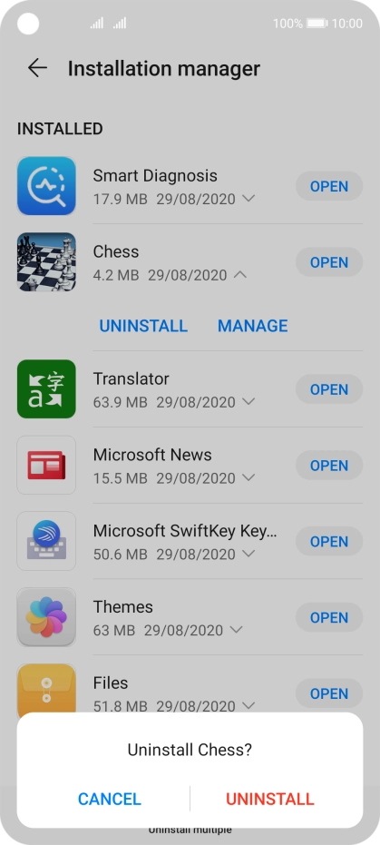 Press UNINSTALL. Press UNINSTALL.