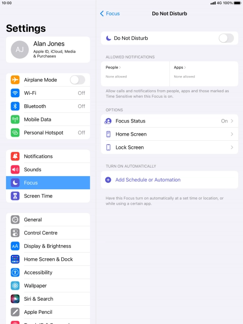 Press People and follow the instructions on the screen to select which contacts you would like to receive calls and notifications from when Do Not Disturb is turned on. Press People and follow the instructions on the screen to select which contacts you would like to receive calls and notifications from when Do Not Disturb is turned on.
