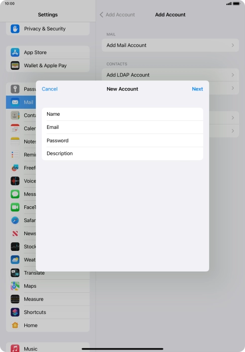 Press Description and key in the required name. Press Description and key in the required name.
