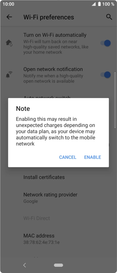 If you turn on the function, press ENABLE. If you turn on the function, press ENABLE.