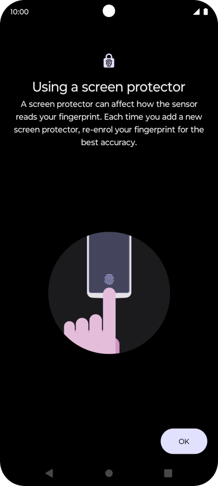 Follow the instructions on the screen to create the phone lock code using your fingerprint. Follow the instructions on the screen to create the phone lock code using your fingerprint.